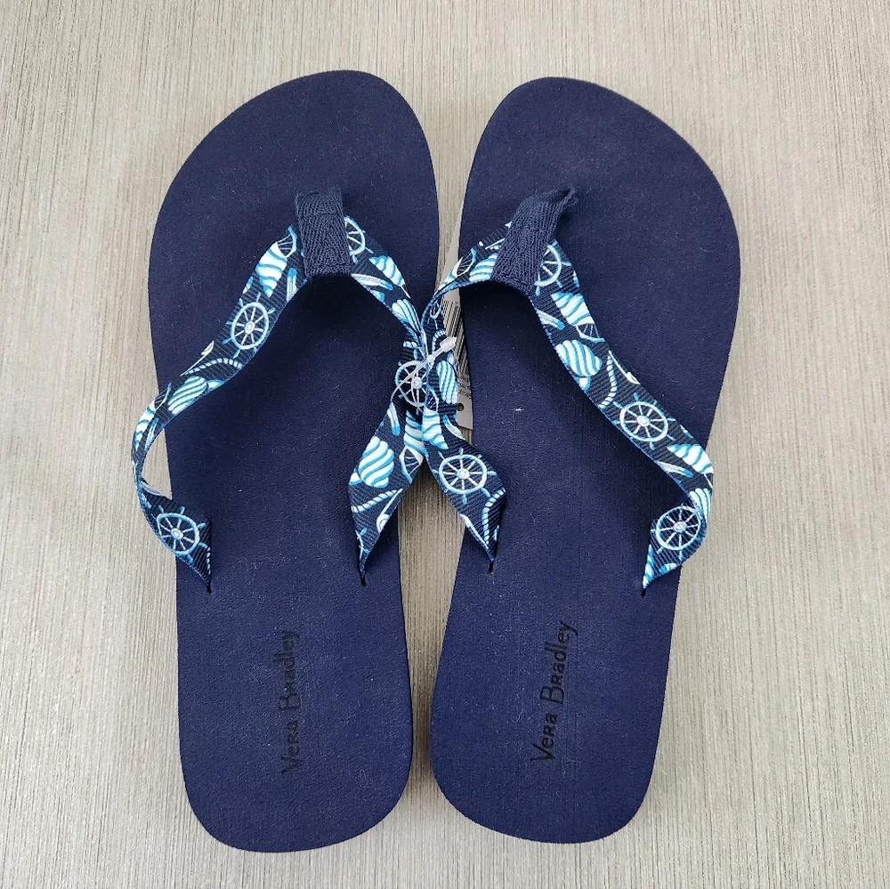 Vera Bradley Webbing Strap Flip Flops -SHORE ENOUGH -MEDIUM (7-8) **NEW